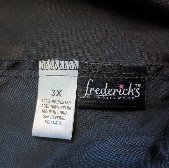 Fredericks Of Hollywood Lace Babydoll Satin Mini Slip Dress 3X Black Gothic Y2K - Picture 4 of 7